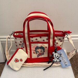 Betty Boop Red and Cream Canvas Tote with Charm